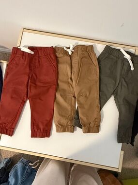 Cat & Jack Olive Green, Rust & Tan Jogger Pants - 3-Pack